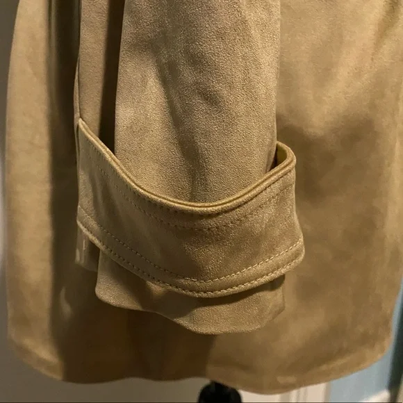 ZARA BEAUTIFUL TAN SUEDE TEXTURED SHORT TRENCH - Picture 9 of 16